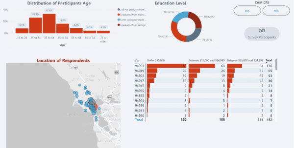 Screenshot of the interactive 2025 Community Needs Assessment Data Dashboard