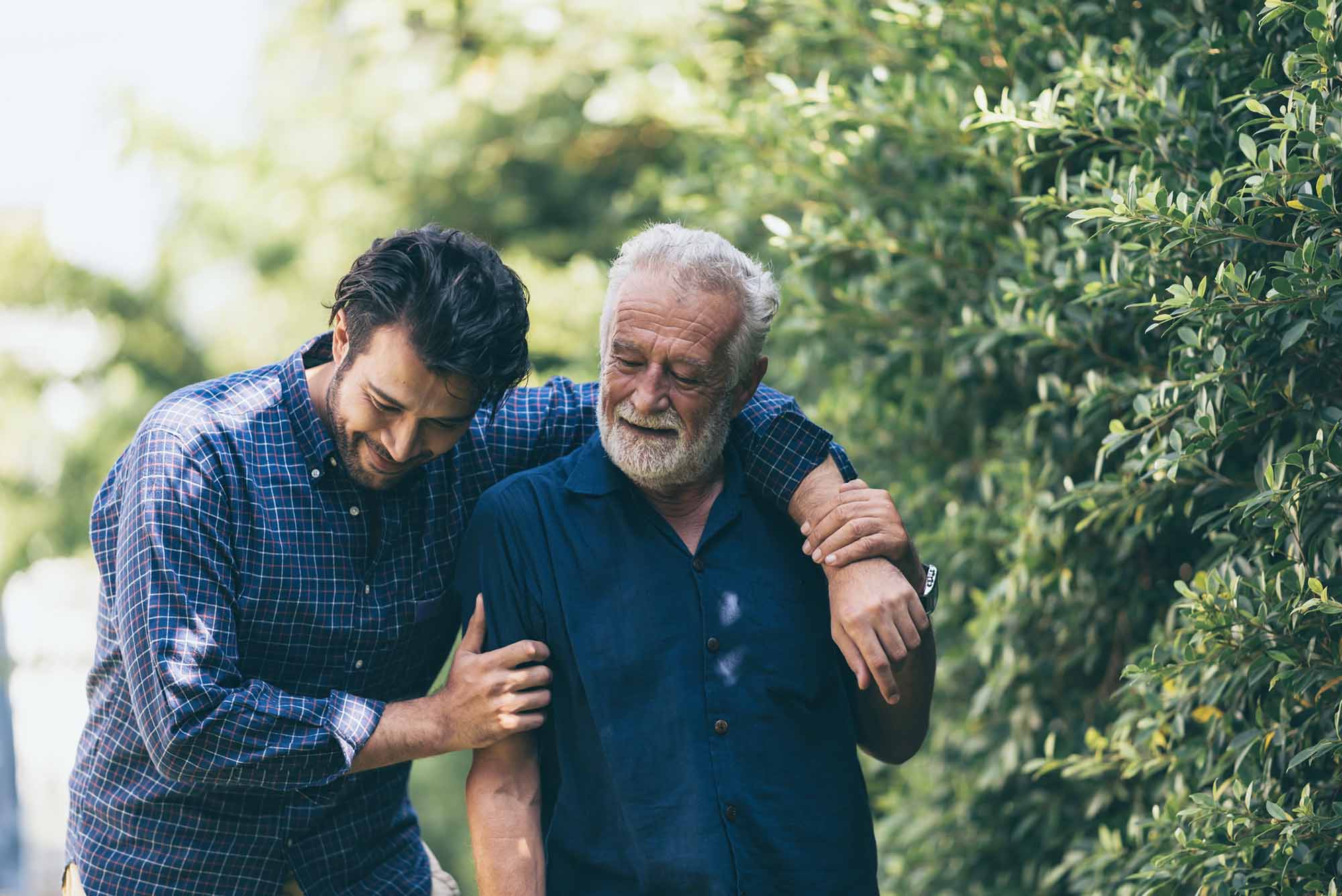 A man and father walk together